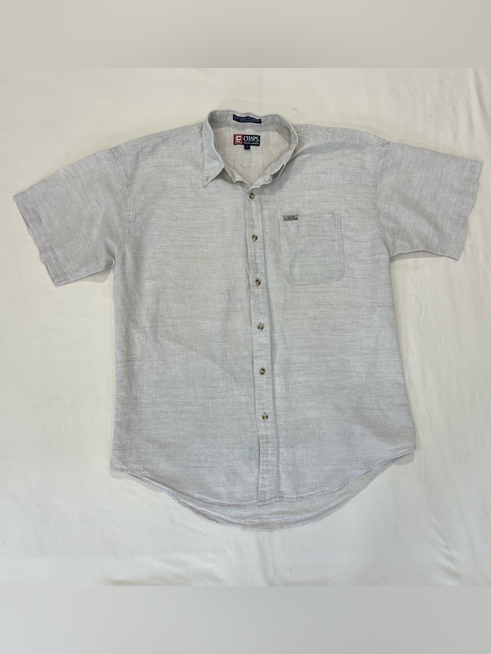 Vintage Chaps Ralph Lauren Linen Blend Short Sleeve Button Down Shirt L